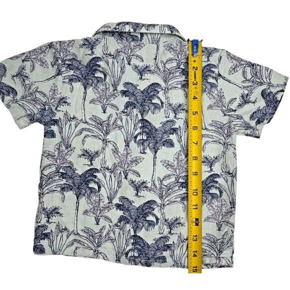 Ben Sherman Linen Blend Hawaiian Shirt Vacation Summer Tropical Light Blue 3T - Picture 6 of 6